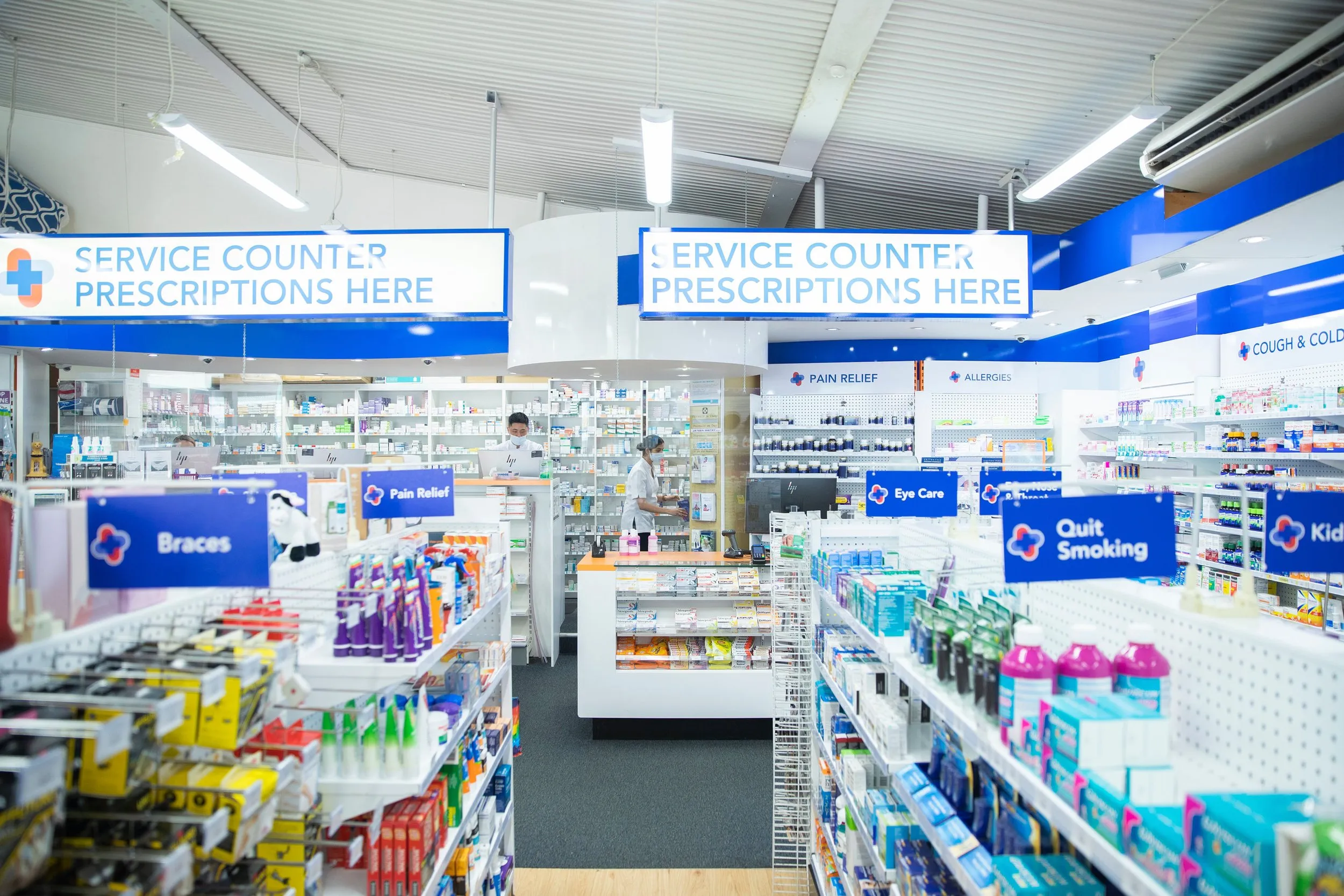 The prescription counter at Cotton Tree Discount Pharmacy